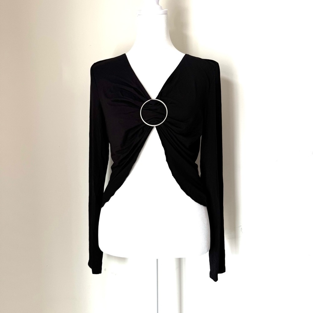 THE KRIPT Dolls Kill Lasedi Black crop Top Silver Ring